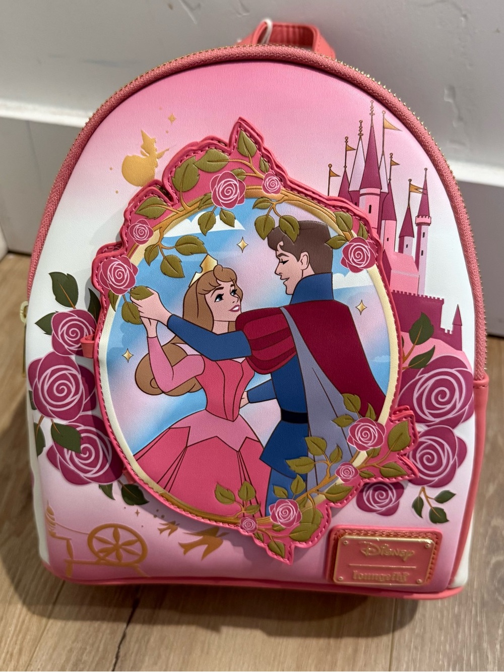 NEW Disney Loungefly Hard Tag Princess Pink Aurora Mini Backpack Sleeping Beauty